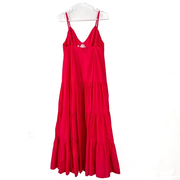 Seven Wonders Red Tiered Maxi Dress Sleeveless Cutout Cocktail Party Sz M - Picture 4 of 8